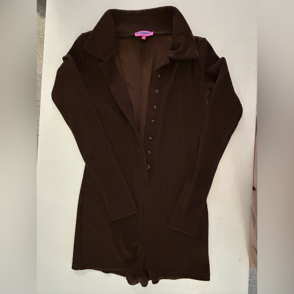 Edikted Brown Ribbed Jumpsuit
